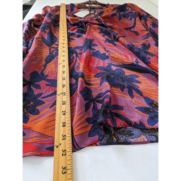 ZARA Floral Print Mini Dress Size Small Tropical Long Sleeve Relaxed Ruching New - Picture 6 of 9